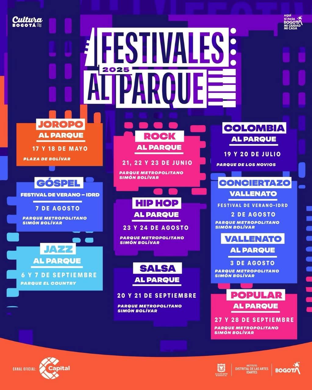 Festivales al parque Bogotá 2025
